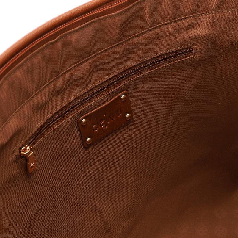 LID-DJTV-017 Camel & Beige Stitched Shoulder Bag