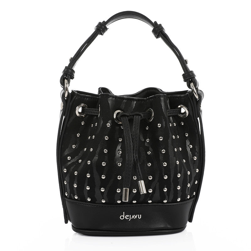LID-DVTV-036 Zebra Studded Bucket Bag