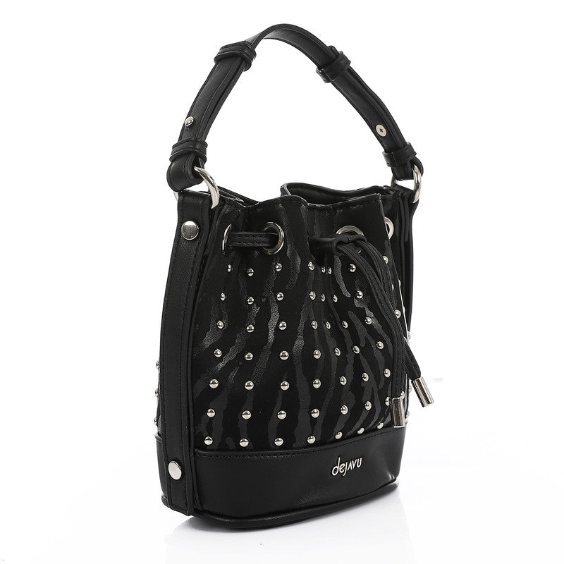 LID-DVTV-036 Zebra Studded Bucket Bag