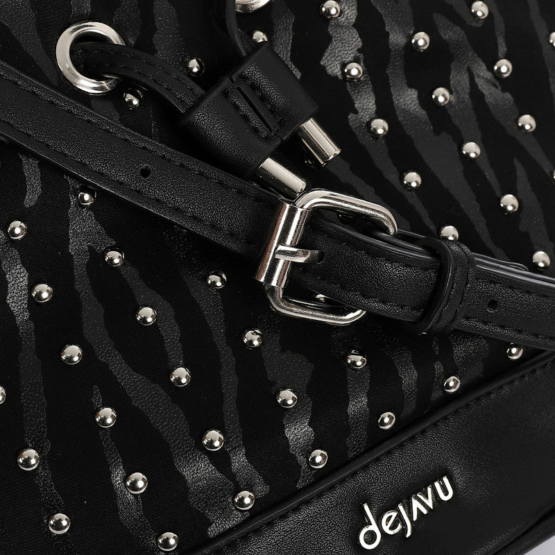 LID-DVTV-036 Zebra Studded Bucket Bag