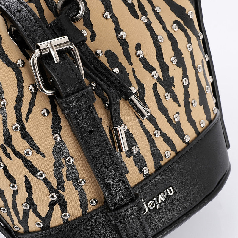 LID-DVTV-036 Zebra Studded Bucket Bag