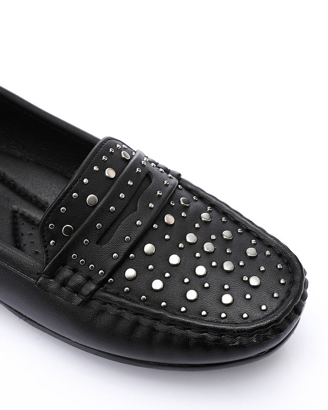 RUI-DJTV-002 Studs Flat Loafer - Black