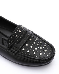 RUI-DJTV-002 Studs Flat Loafer - Black