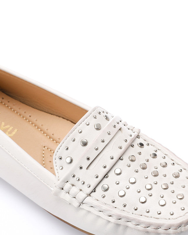 RUI-DJTV-002 Studs Flat Loafer - Black