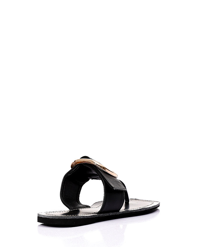 JAL-DJTH-008 Decorative Buckle Squared Open Toecap Slipper