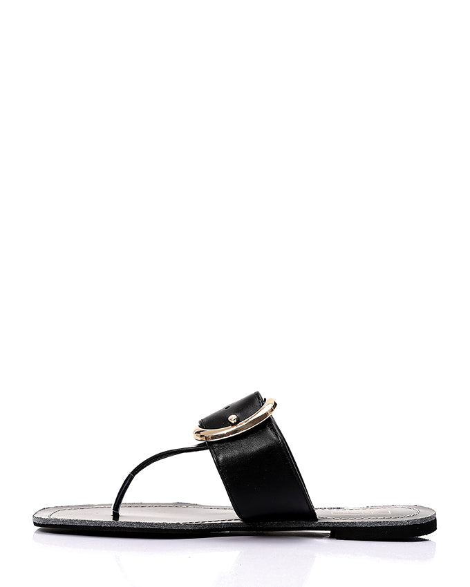 JAL-DJTH-008 Decorative Buckle Squared Open Toecap Slipper