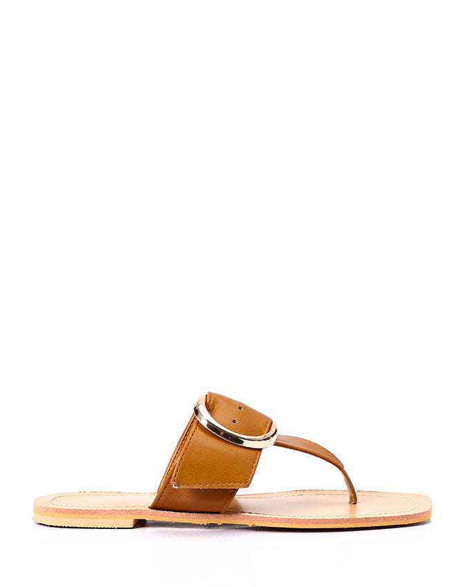 JAL-DJTH-008 Decorative Buckle Squared Open Toecap Slipper