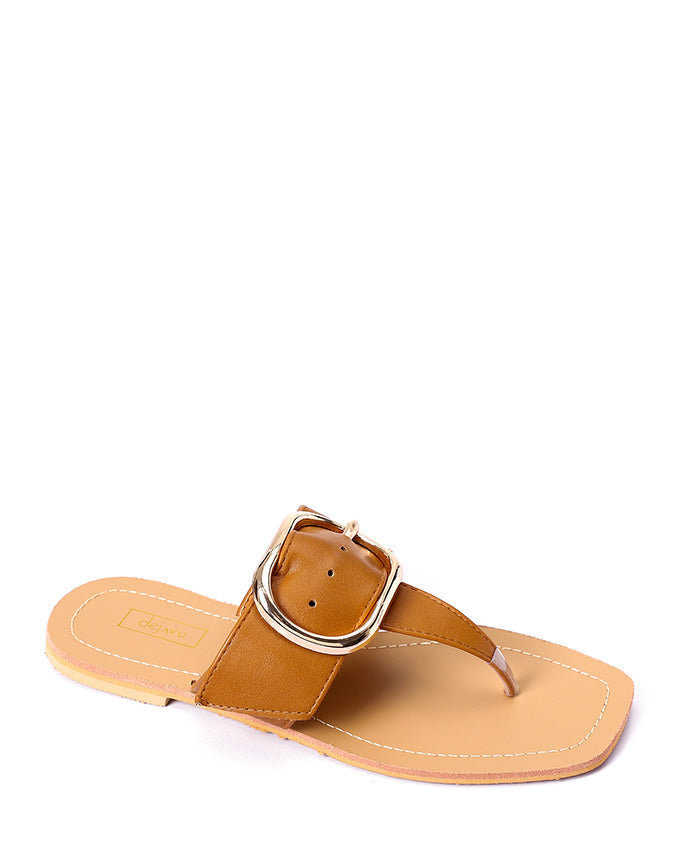 JAL-DJTH-008 Decorative Buckle Squared Open Toecap Slipper