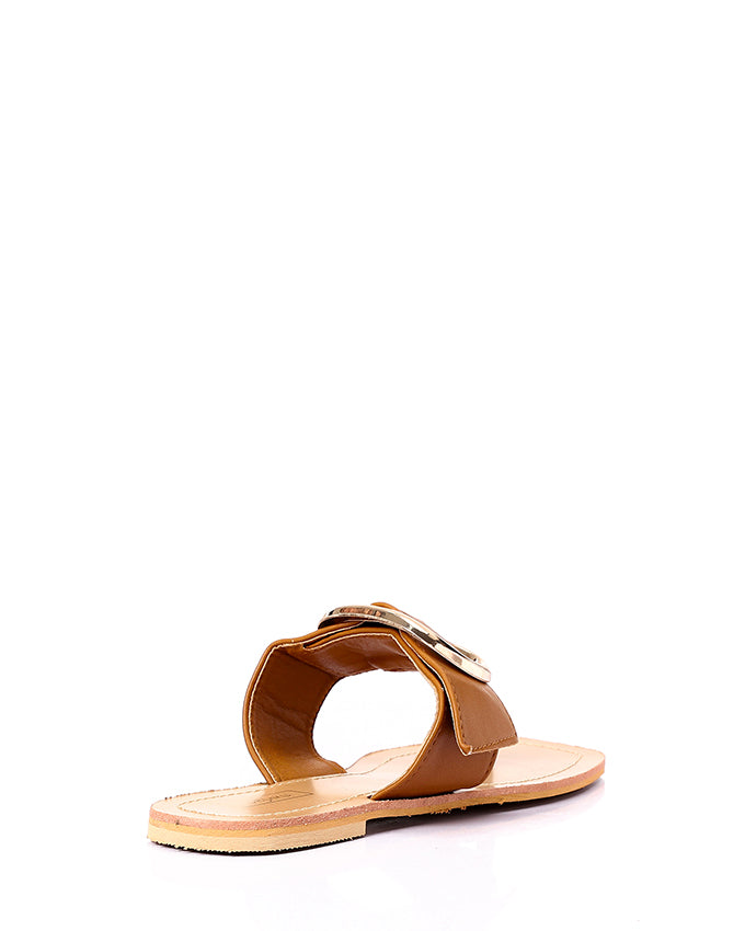 JAL-DJTH-008 Decorative Buckle Squared Open Toecap Slipper