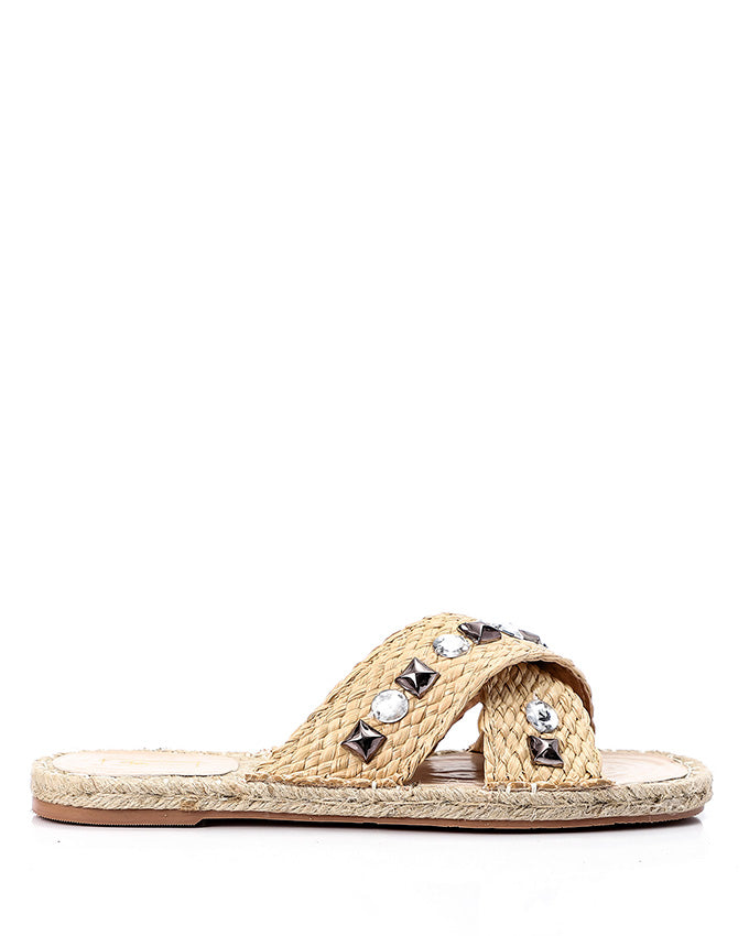 JAL-DJTT-033 Cross Strapped Straw Slippers
