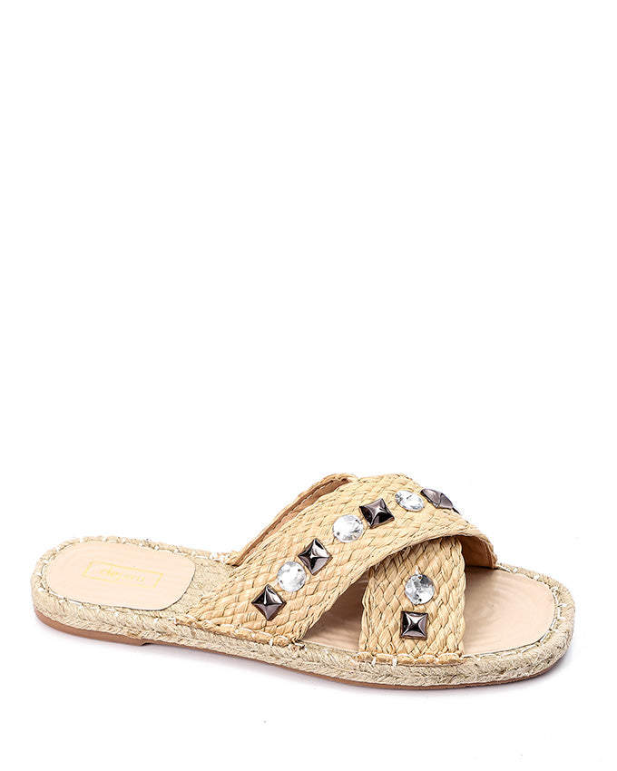 JAL-DJTT-033 Cross Strapped Straw Slippers