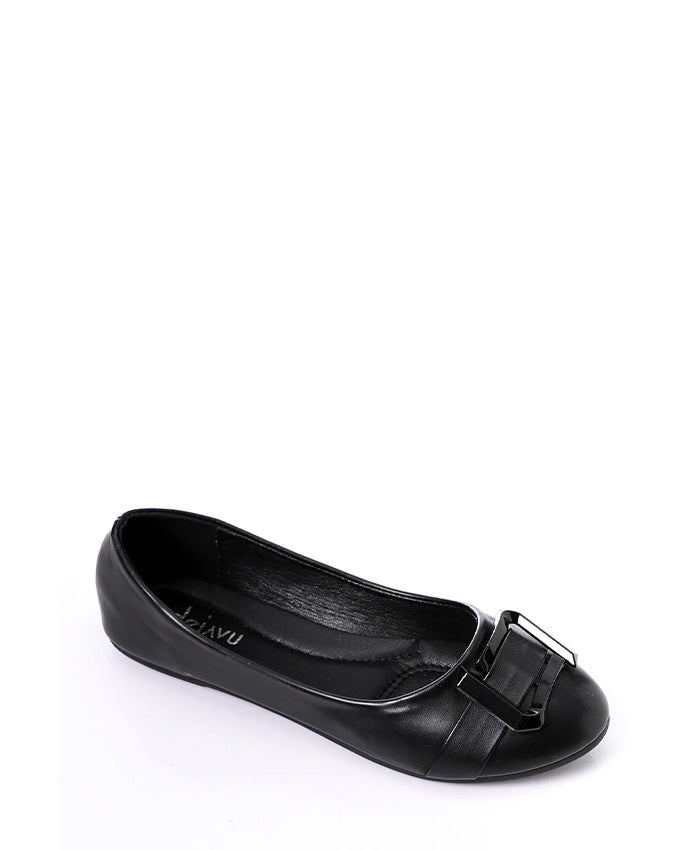 FAN-DJTF-005 Decorative Buckle Slip On Leather Flats