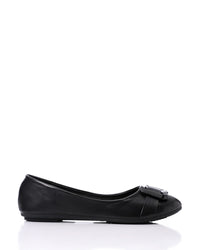 FAN-DJTF-005 Decorative Buckle Slip On Leather Flats