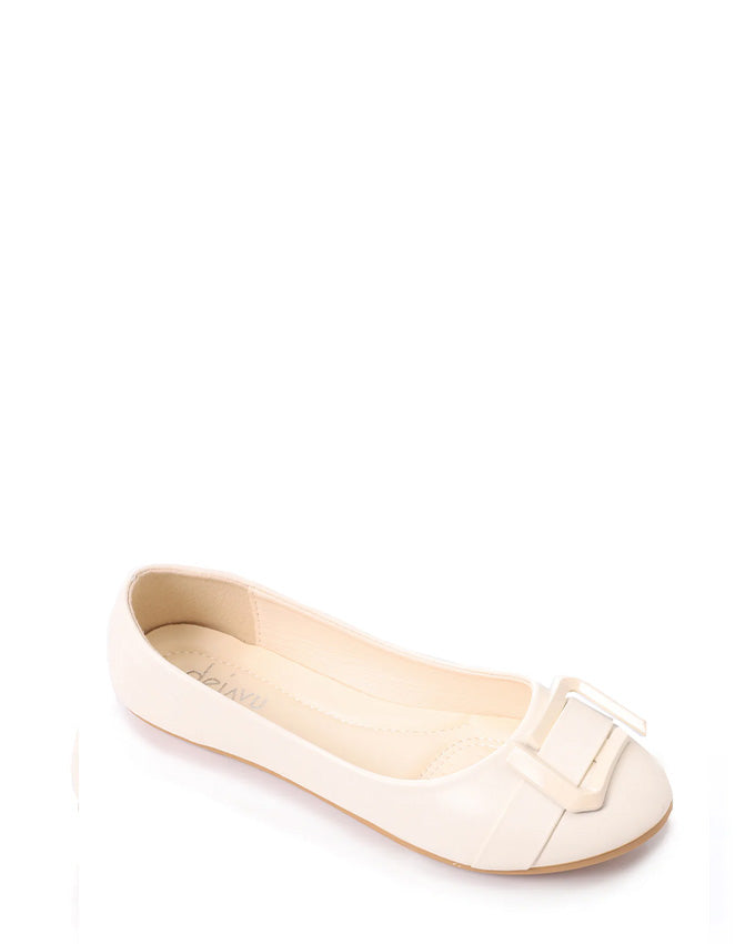 FAN-DJTF-005 Decorative Buckle Slip On Leather Flats