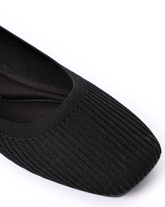 FAN-DJTF-011 Slip On Ribbed Semi-Square Toecap Nude Pink Flats