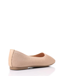 FAN-DJTF-011 Slip On Ribbed Semi-Square Toecap Nude Pink Flats