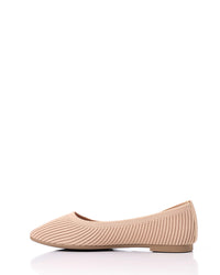 FAN-DJTF-011 Slip On Ribbed Semi-Square Toecap Nude Pink Flats