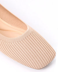 FAN-DJTF-011 Slip On Ribbed Semi-Square Toecap Nude Pink Flats