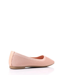 FAN-DJTF-011 Slip On Ribbed Semi-Square Toecap Nude Pink Flats