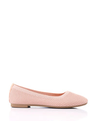 FAN-DJTF-011 Slip On Ribbed Semi-Square Toecap Nude Pink Flats