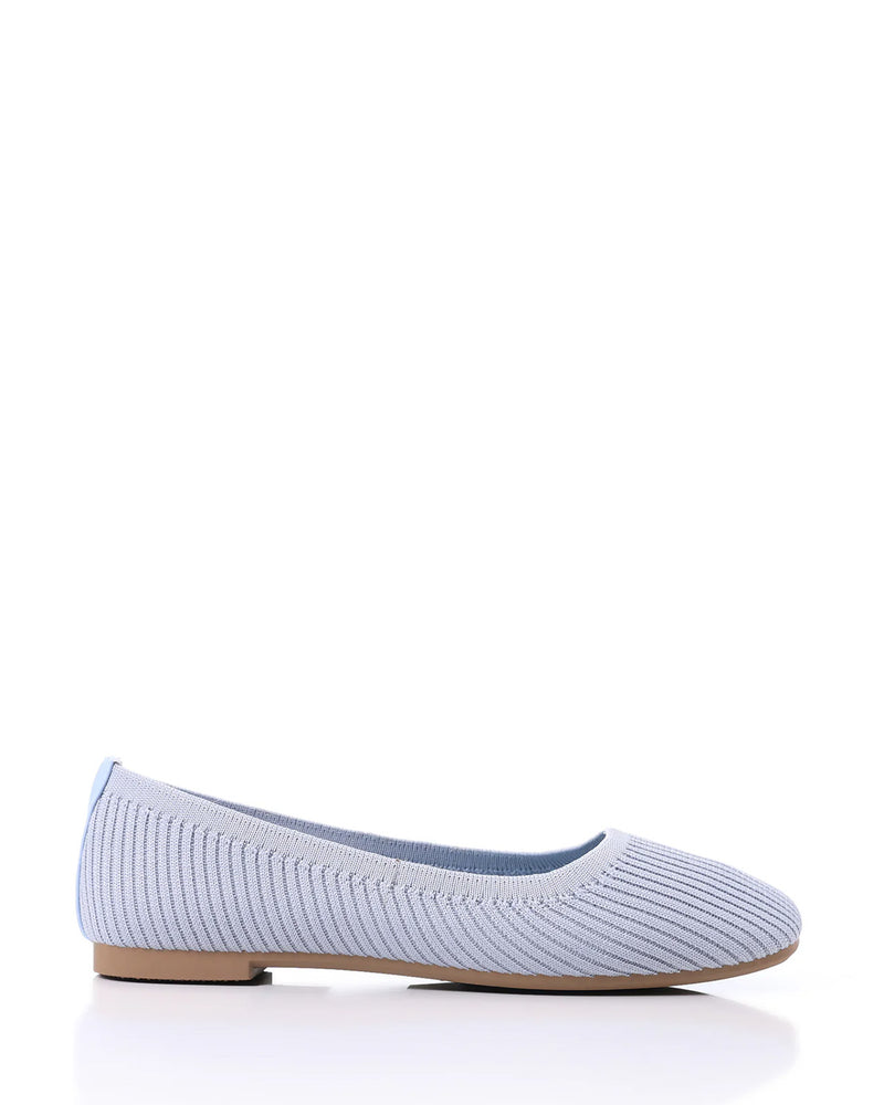 FAN-DJTF-011 Slip On Ribbed Semi-Square Toecap Nude Pink Flats