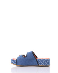 FAN-DJTF-018 Double Circular Buckles Bi-Toned Slippers