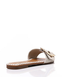 FAN-DJTF-021 Adjustable Buckle Linen Statement Slippers