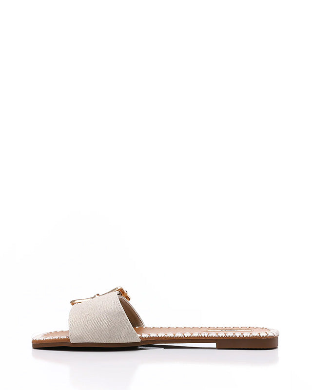 FAN-DJTF-021 Adjustable Buckle Linen Statement Slippers