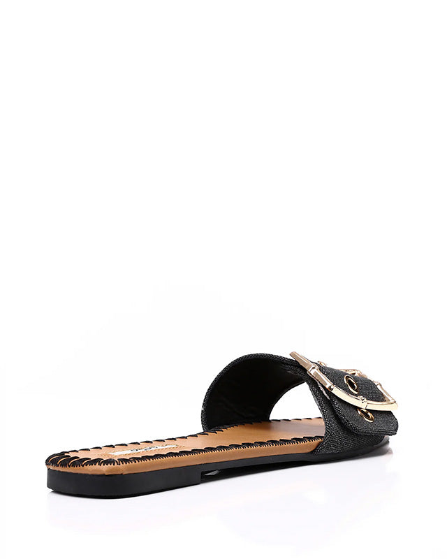 FAN-DJTF-021 Adjustable Buckle Linen Statement Slippers