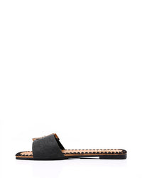 FAN-DJTF-021 Adjustable Buckle Linen Statement Slippers