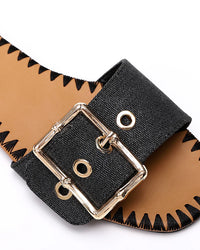 FAN-DJTF-021 Adjustable Buckle Linen Statement Slippers