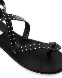 FAN-DJTF-023 Allover Studded Sandals With Buckle Closure