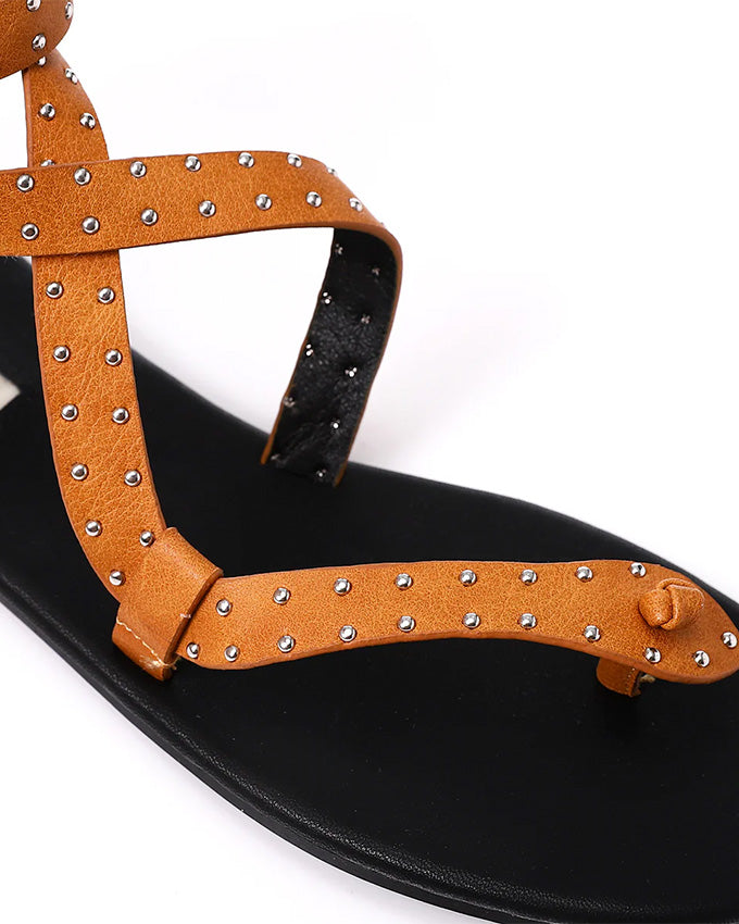 FAN-DJTF-023 Allover Studded Sandals With Buckle Closure