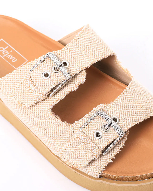 FAN-DJTF-026 Tiny Checkered Straps Soft Textile Slippers