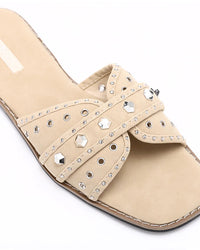 FAN-DJTF-027 Studded Light Vintage Denim Slippers
