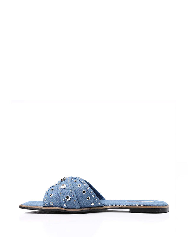 FAN-DJTF-027 Studded Light Vintage Denim Slippers