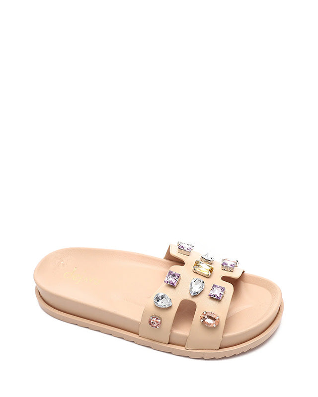 FAN-DJTF-030 Ivory Flat Decorated Slipper