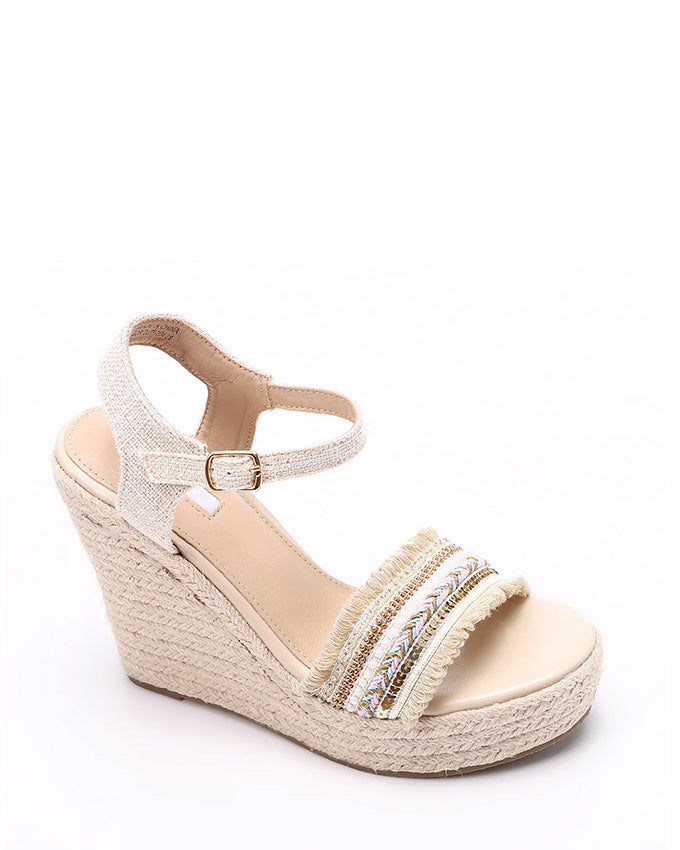 Straw Wedge Sandals Women's Summer Wedge Sandals Woven Vamp Straw