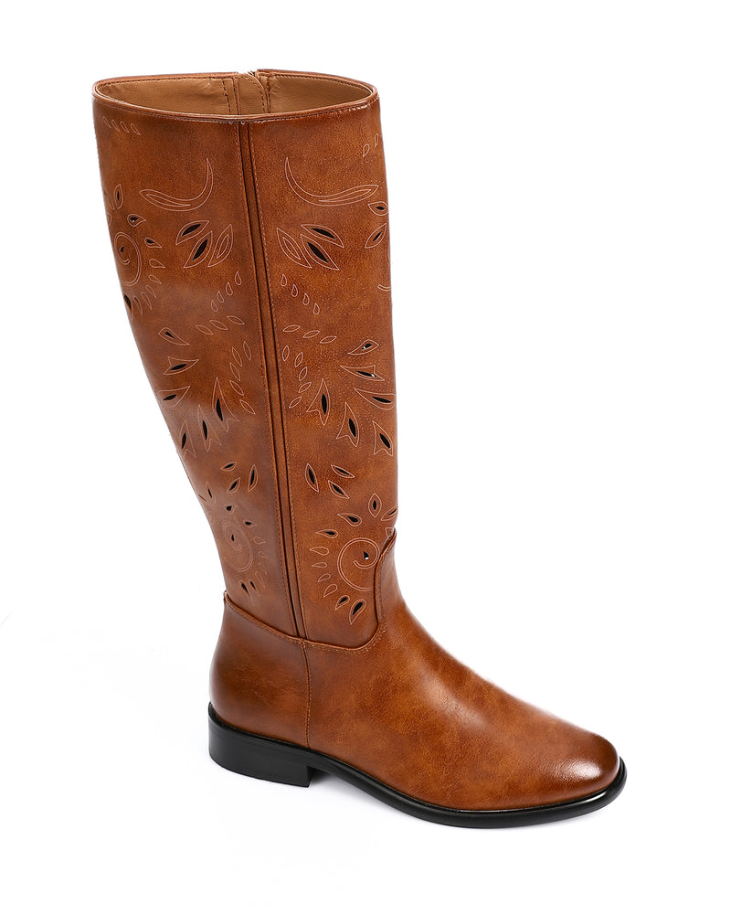 GPS-DVTV-010 Leather Laser Cut Boots