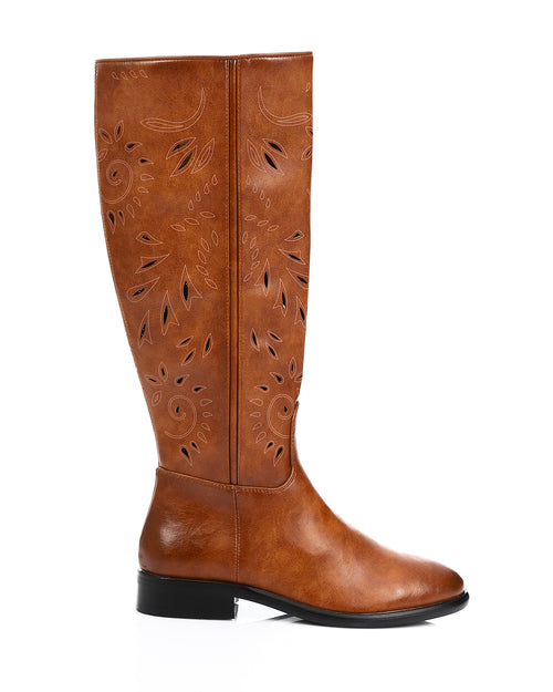 GPS-DVTV-010 Leather Laser Cut Boots