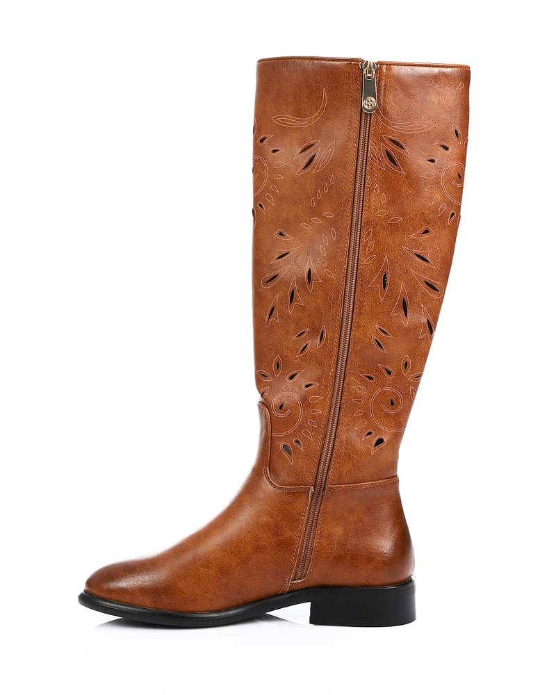 GPS-DVTV-010 Leather Laser Cut Boots