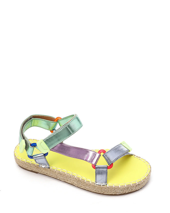 JAL-DJTF-001 Metallic Silver Mix Materialed Sandals