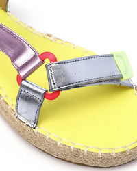 JAL-DJTF-001 Metallic Silver Mix Materialed Sandals