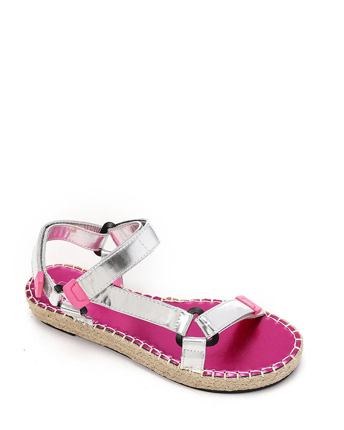 JAL-DJTF-001 Metallic Silver Mix Materialed Sandals