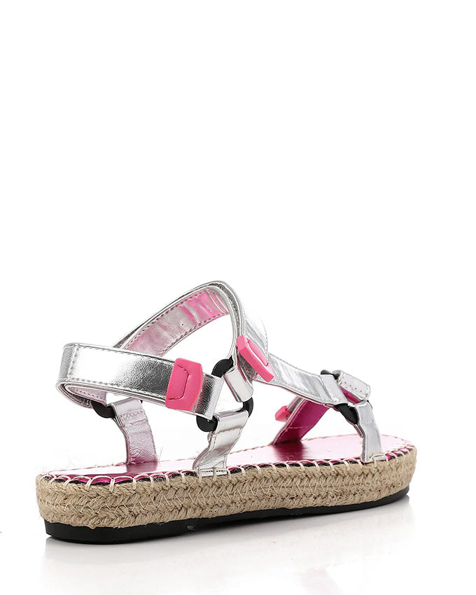 JAL-DJTF-001 Metallic Silver Mix Materialed Sandals