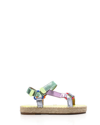 JAL-DJTF-001 Metallic Silver Mix Materialed Sandals