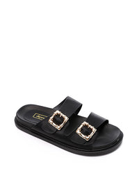JAL-DJTF-011 Decorative Buckles Double Straped Slippers