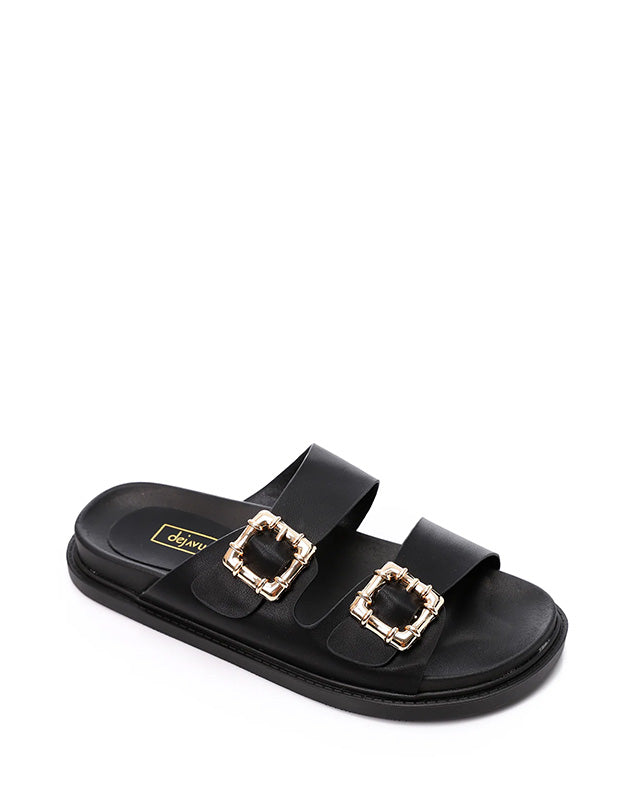 JAL-DJTF-011 Decorative Buckles Double Straped Slippers