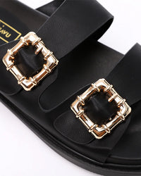 JAL-DJTF-011 Decorative Buckles Double Straped Slippers