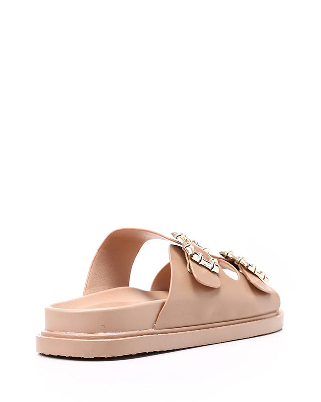 JAL-DJTF-011 Decorative Buckles Double Straped Slippers